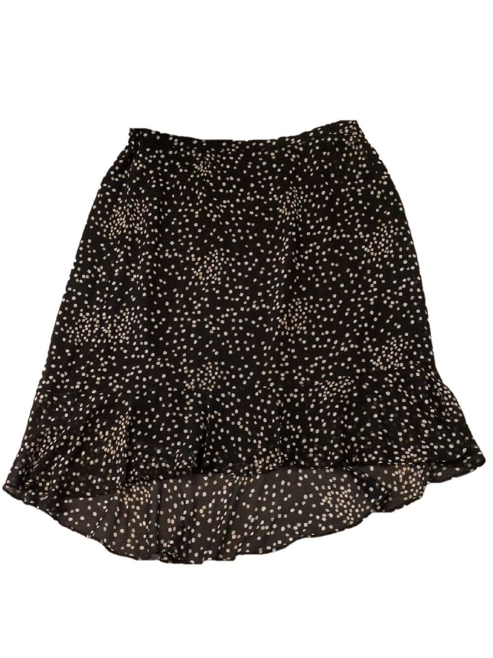 Talbots Skirt Pure Silk Polka Dot Hi-Lo Ruffle Hem Midi Size 14 Petite
